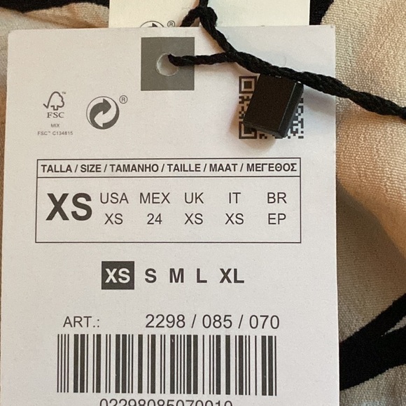 NWT. Zara Black/Ecru Floral Print Shirt Midi Dress. Size XS. - Picture 8 of 10